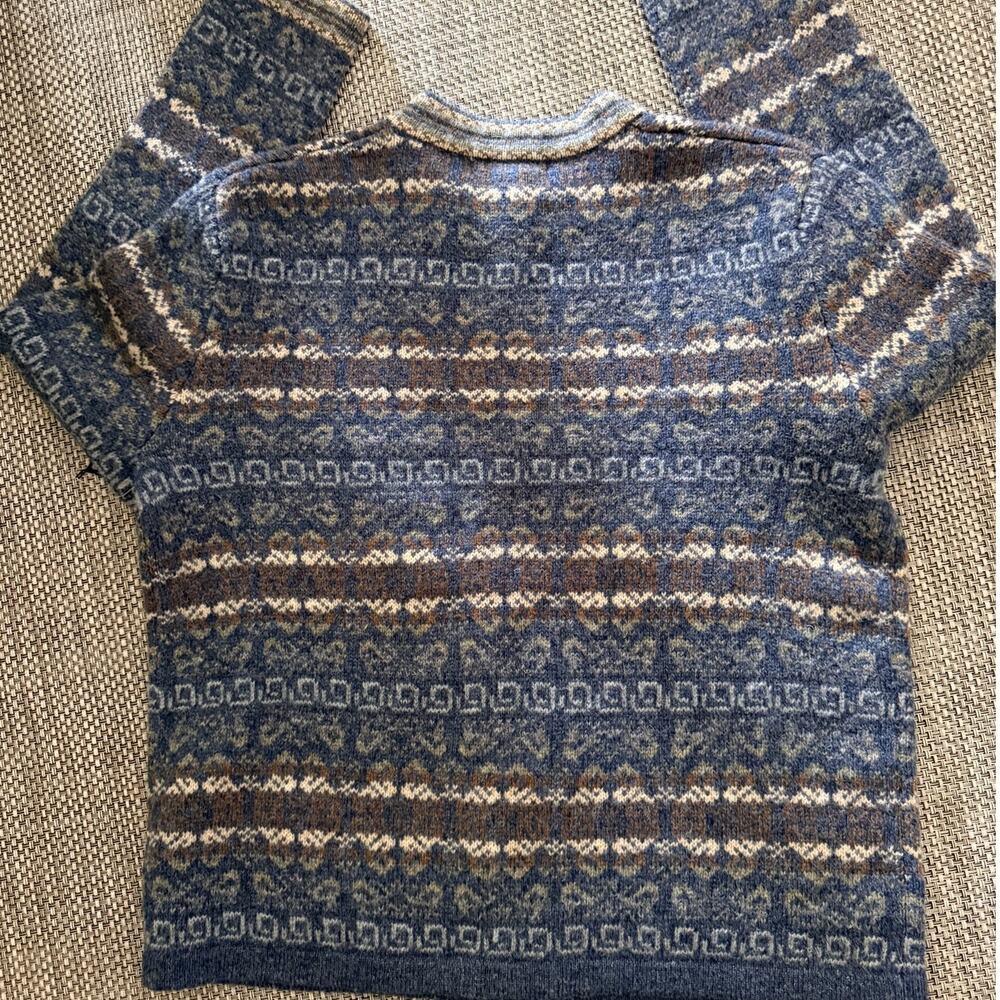 TELLURIDE CLOTHING NWT 100% Wool Nordic Clasp Closure Cardigan Sweater M Blue - Picture 2 of 6